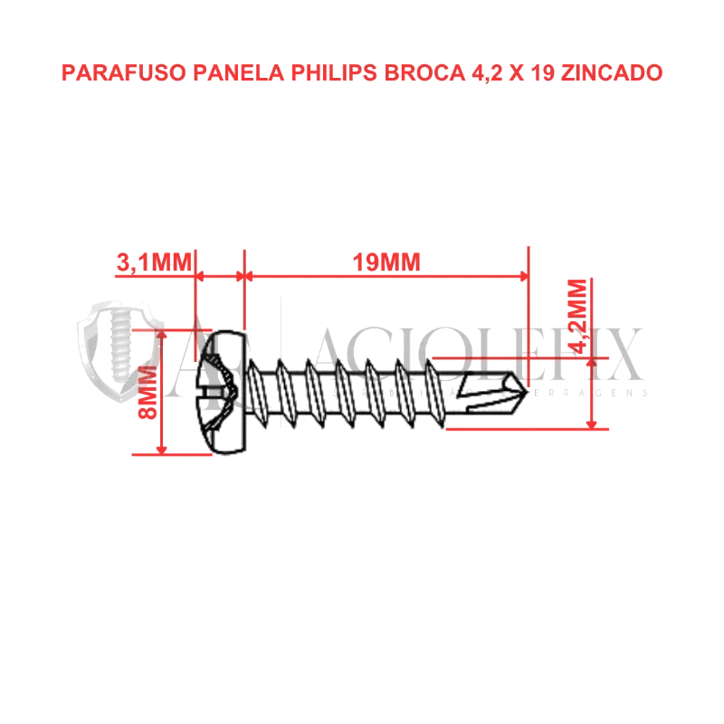 PARAFUSO PANELA PHILIPS AA 4,2 X 19 RI ZB