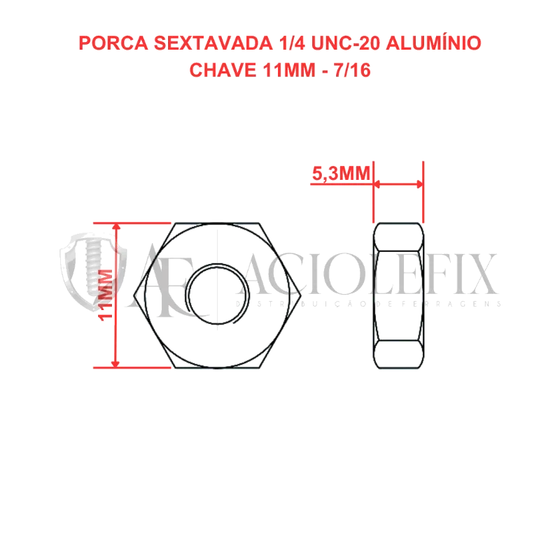 PORCA NY UNC-A BX G2 1/4 - PASSO 20 -CHV 7/16-NEW-FIX