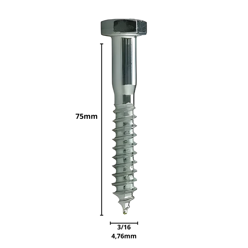 PARAFUSO SEXTAVADO ROSCA SOBERBA-A 3/16 X 75 C/2-N