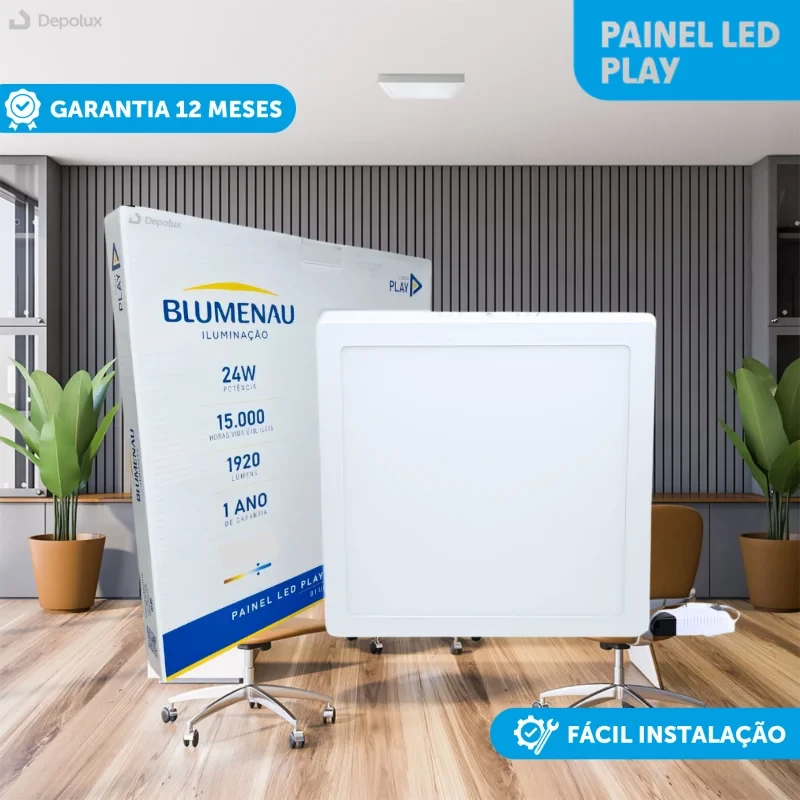 BLUMENAU-PAINEL LED PLAY SOB.QUAD. 18W 100/240V 6.50