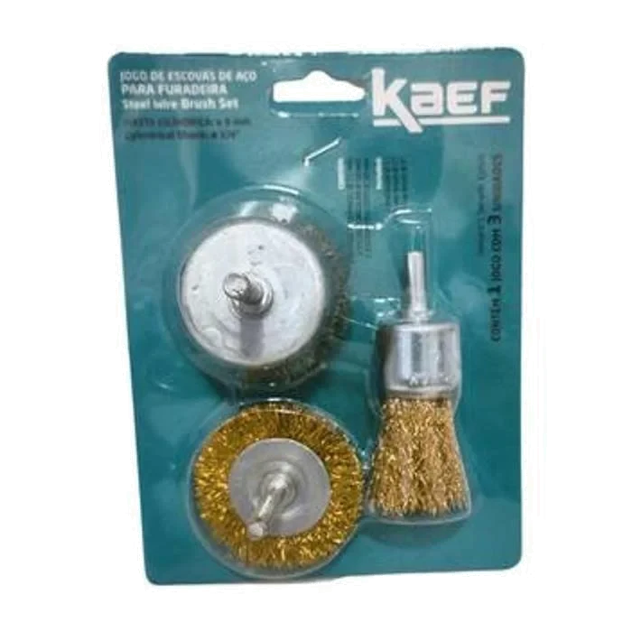 CORTAG-JOGO ESCOVAS ACO P/FURADEIRA C/3 PC KAEF