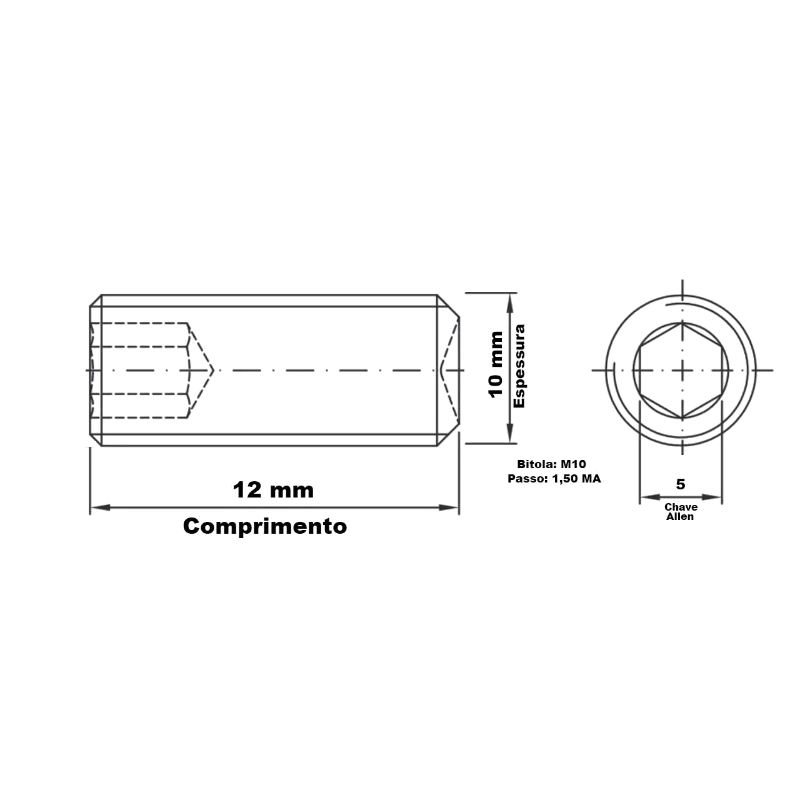 PARAFUSO ALLEN CL SI AC 12.9 MA 10 X 30 RI C/1 REX