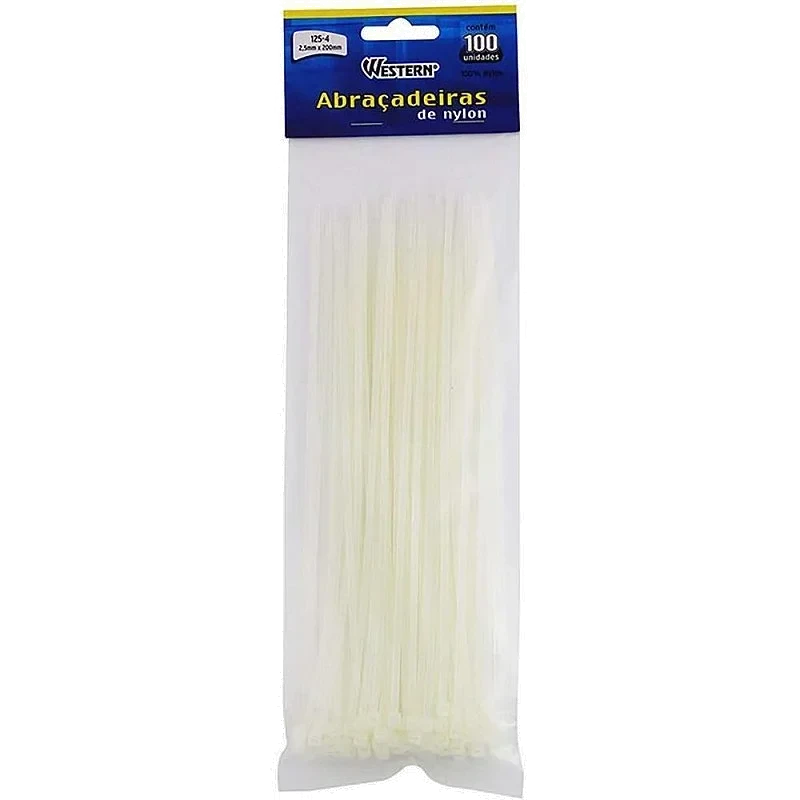 ABRACADEIRA NYLON WESTERN 2.5 X 200 C/100 BRANCA