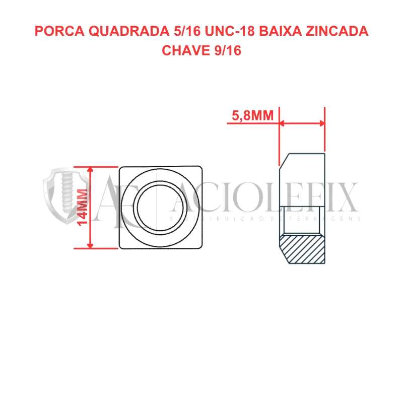 PORCA NY UNC-B BAIXA G2 5/16 - PASSO 18 - CHV 1/2- REX