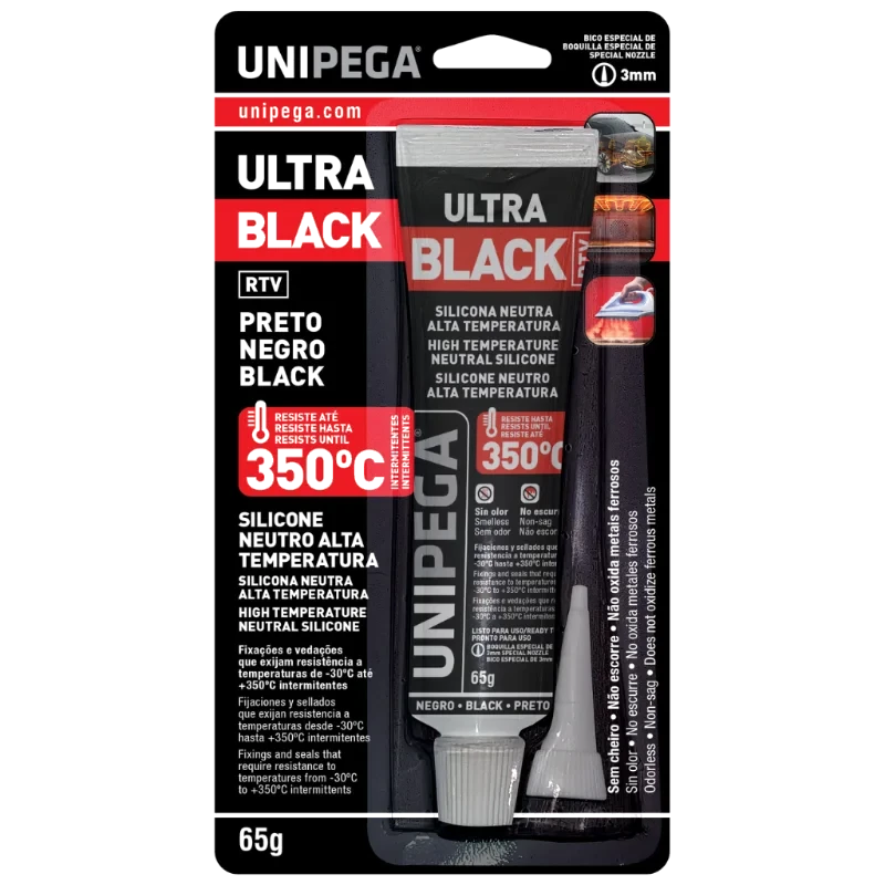 UNIPEGA SILICONE ALTA TEMPERATURA NEUTRO PRETO C/