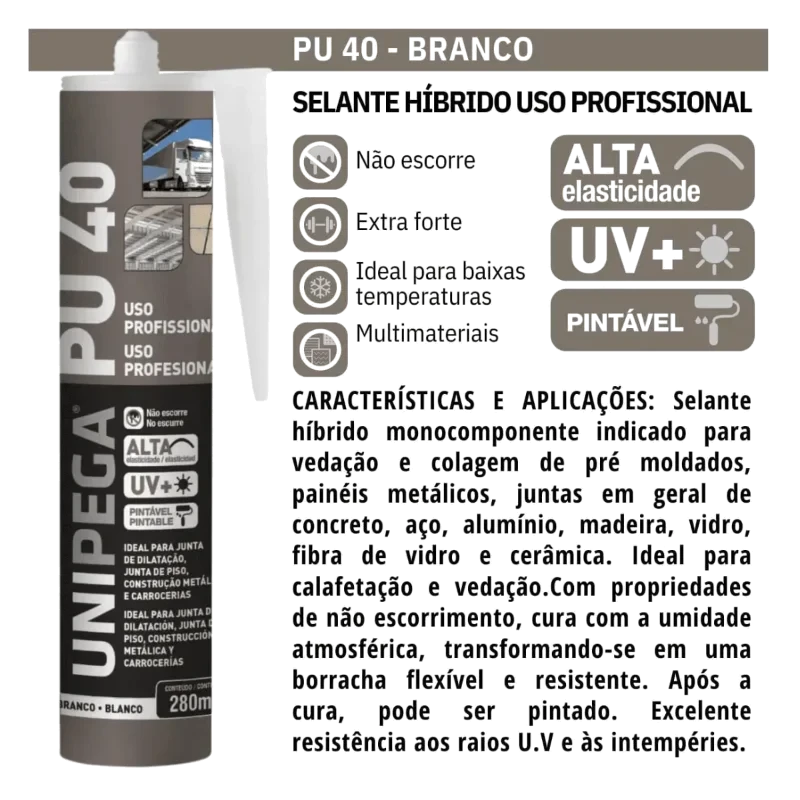 UNIPEGA PU 40.MULTIUSO BRANCO 80GR C/24 HIBRIDO