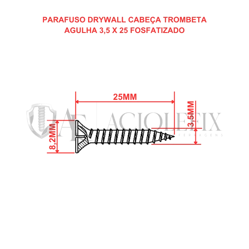 PARAFUSO DRYWALL CAB.LENTILHA P.AGULHA 4.2 X 25 - CI