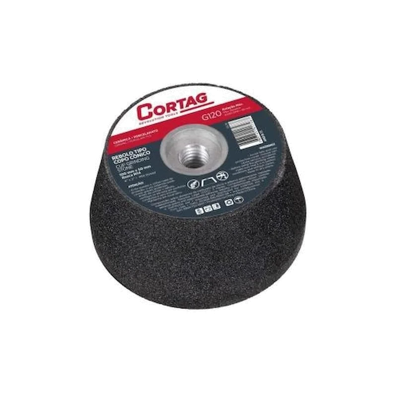 CORTAG-REBOLO TIPO COPO CONICO 75MM G120 ROSCA M
