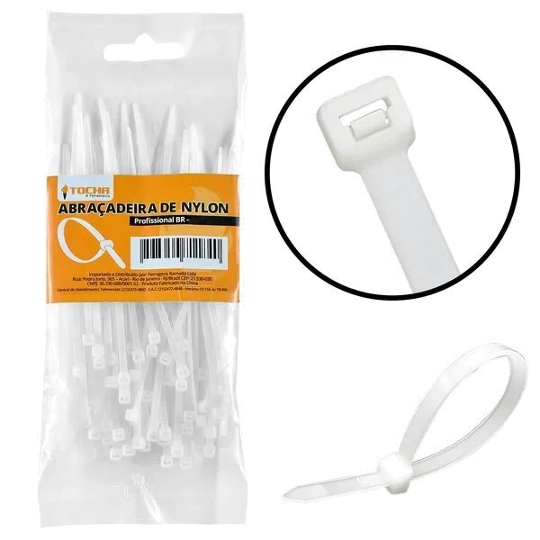 ABRACADEIRA NYLON JOMARCA 7,6 X 300 C/50 BRANCA