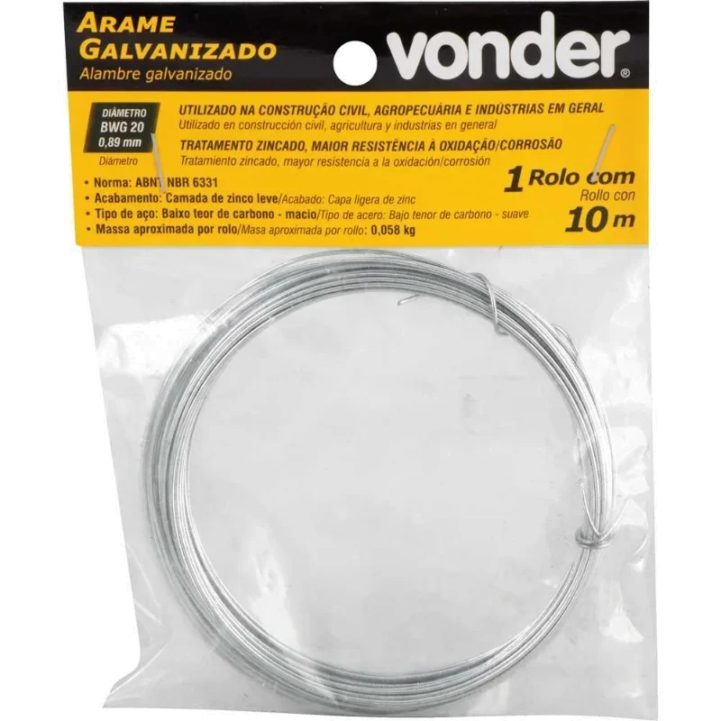 ARAME GALV.COMERCIAL BWG 20 0,89MM C/01KG- VONDER