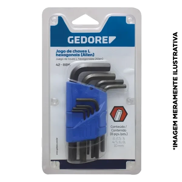 GEDORE-JOGO DE CHAVE HEXAGONAL.1/16" A 3/8"