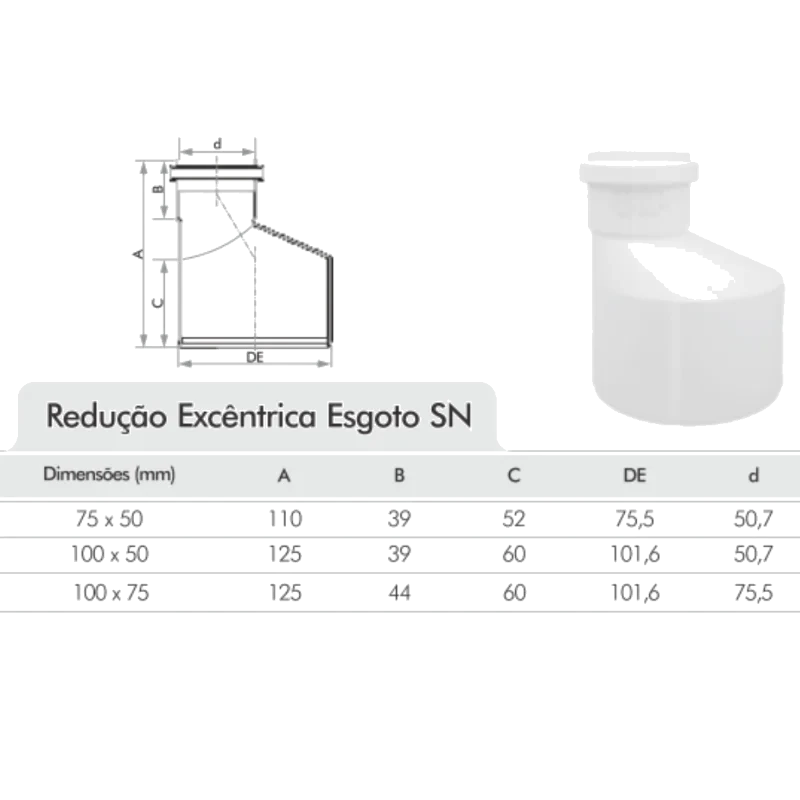 KRONA-657/-REDUCAO EXCENTRICA ESGOTO PRIMARIO DN