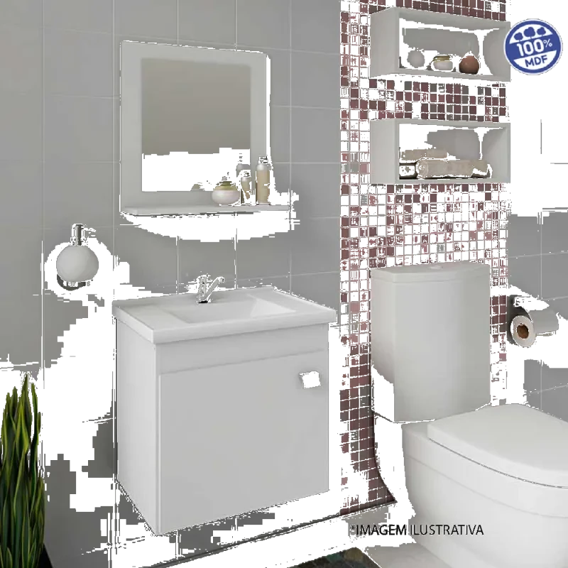 KIT BANHEIRO BRANCO C/5 PC SANDALO