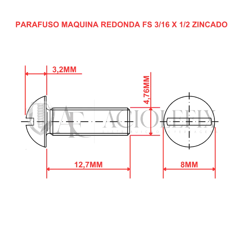 PARAFUSO MAQUINA RED Q 3/16 X 1.1/2 C/2