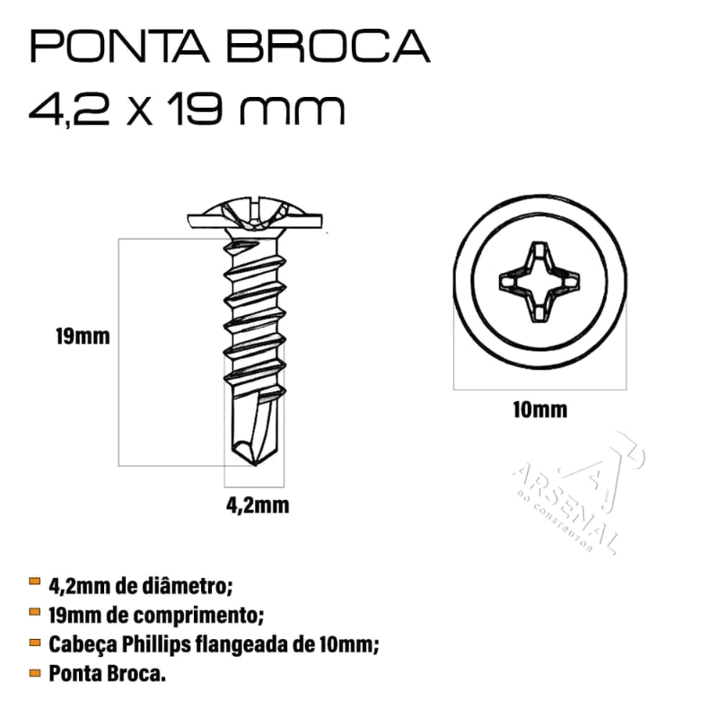 PARAFUSO DRYWALL AA CIMENTICIA  AA PONTA BROCA 4,2