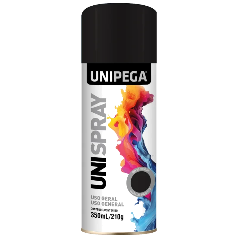 UNIPEGA TINTA SPRAY USO GERAL PRETO FOSCO 350ML/2