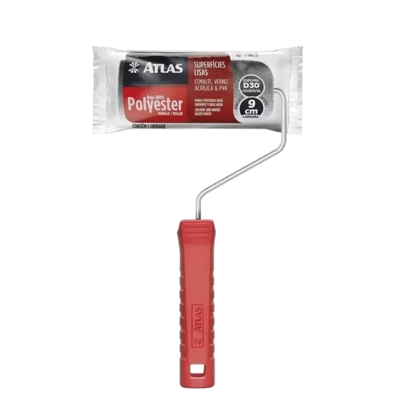 ROLO DE ESPUMA CINZA 9CM CABO PLASTICO - ATLAS