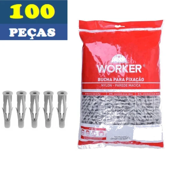 BUCHA NYLON BRANCA P/TIJOLO FURADO 08 C/100