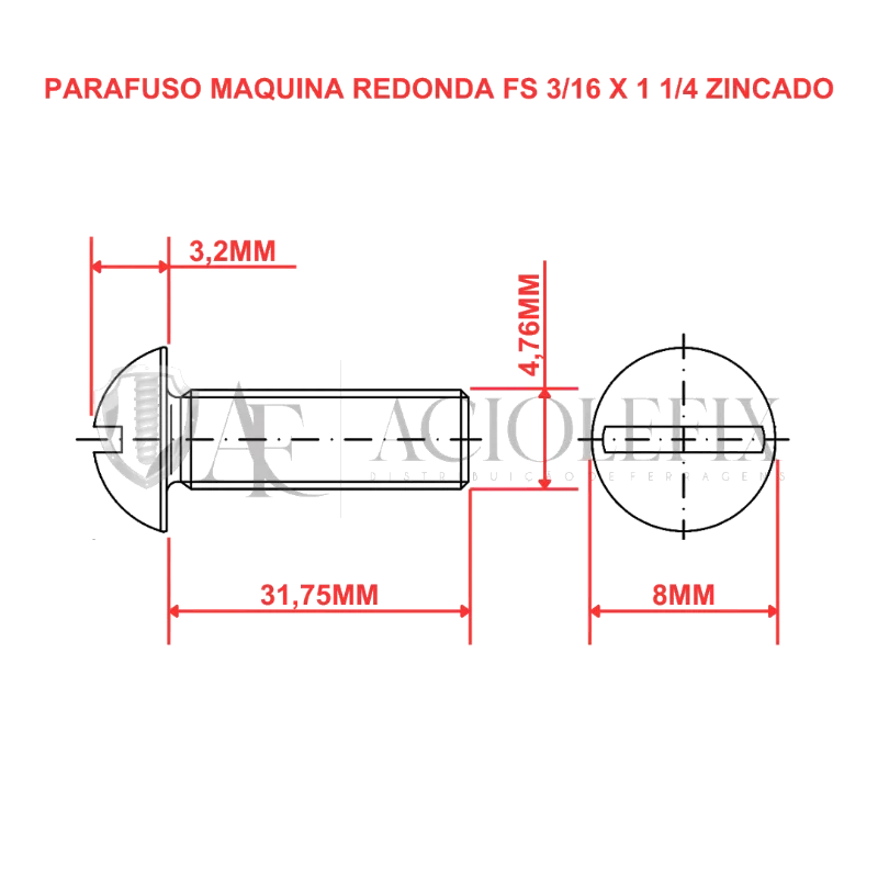PARAFUSO MAQUINA RED P 3/16 X 1 C/5
