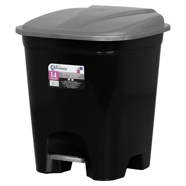 LIXEIRA ECOBLACK C/PEDAL 14 LITROS