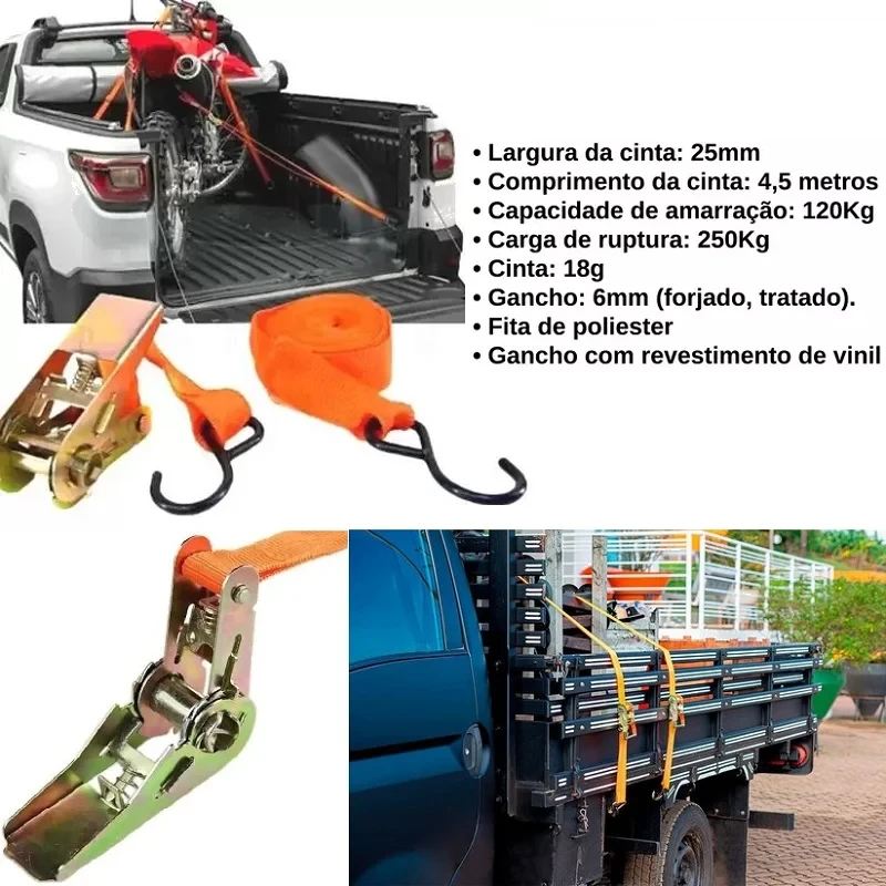 CINTA PARA CARGA COM CATRACA 22MM X 4,5M CAP.120KG