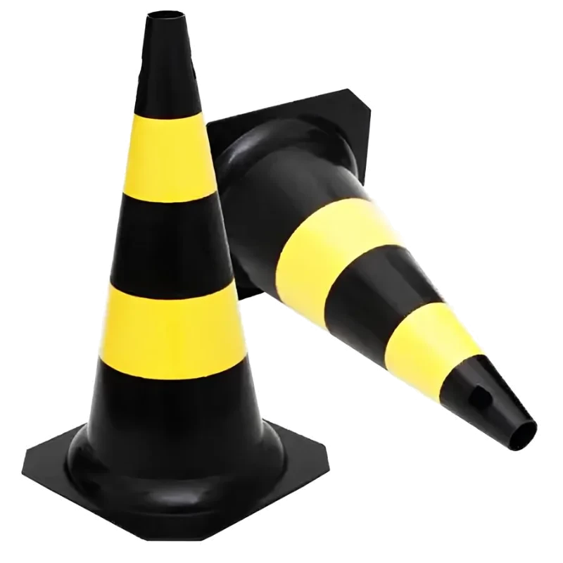 CONE PLASTICO SINALIZACAO PRETO/AMARELO 50CM PLA