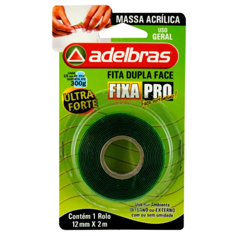 FITA FORTE DUPLA FACE MASSA ACRILICA TRANSP. 12MMX