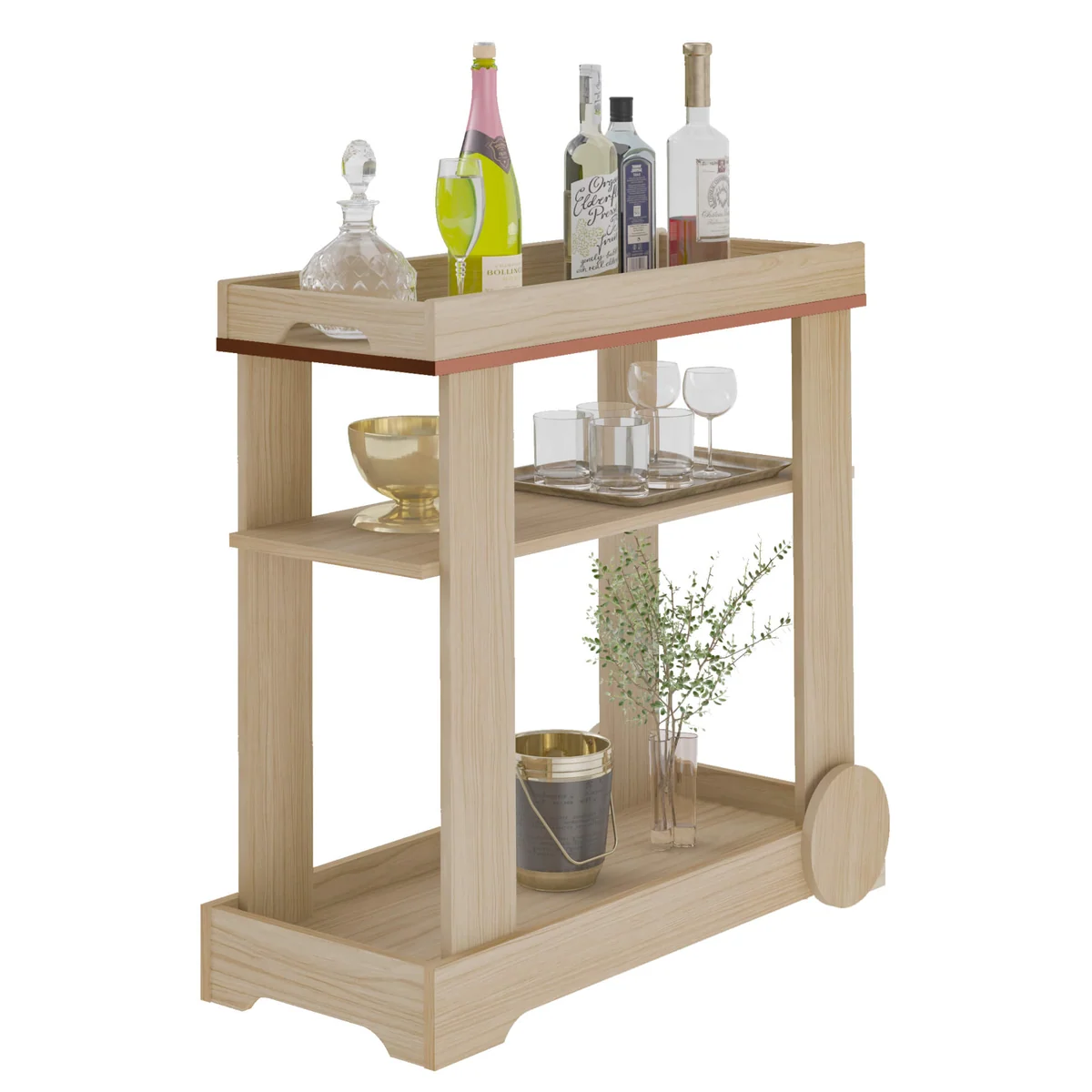 CARRINHO BAR ARTELY ROSE NATURALE